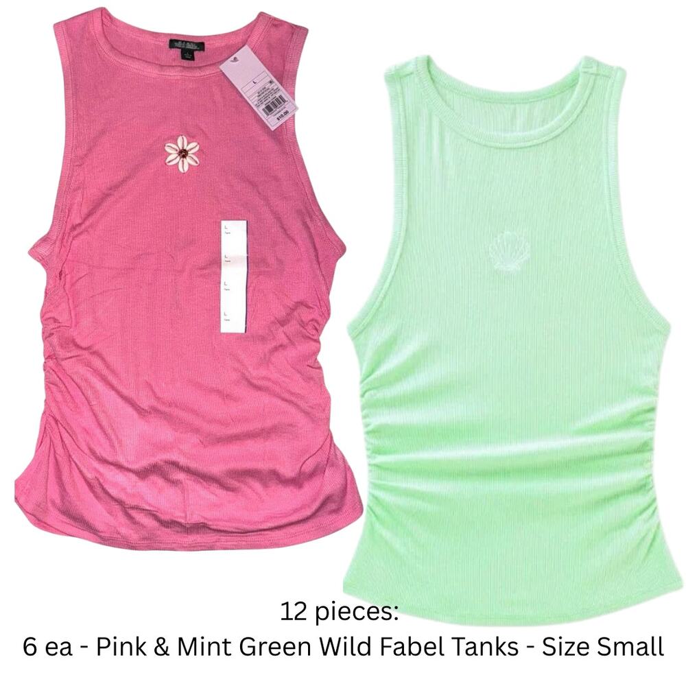Resellers Bundle: 12 pieces - Wild Fabel Ribbed Tank Tops - New Size Small
